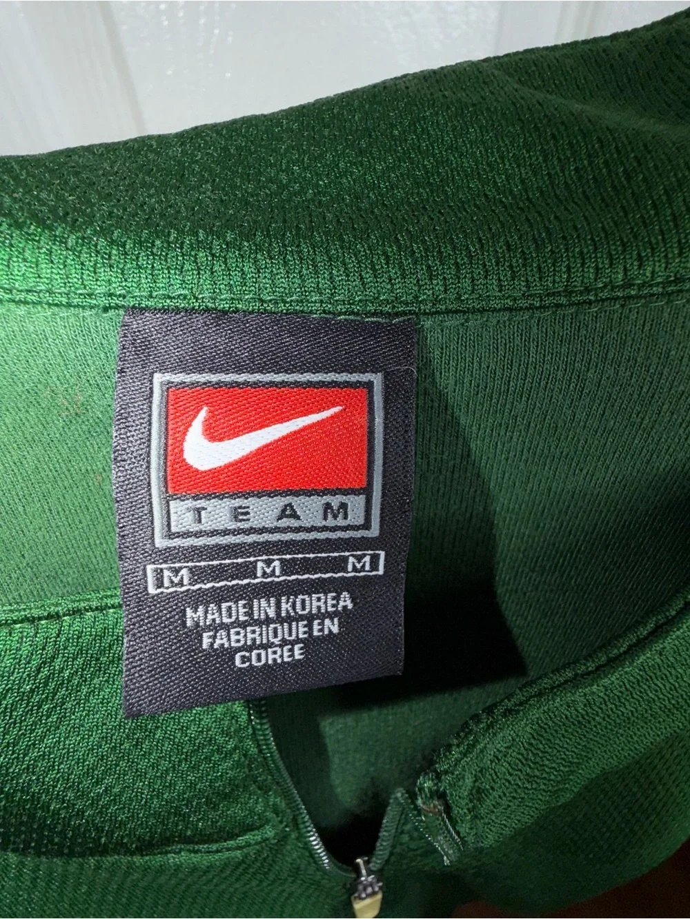 Vtg Nike Team Men’s Medium 1/4 Zip Short Sleeve Shirt Green White MSU State M 90
